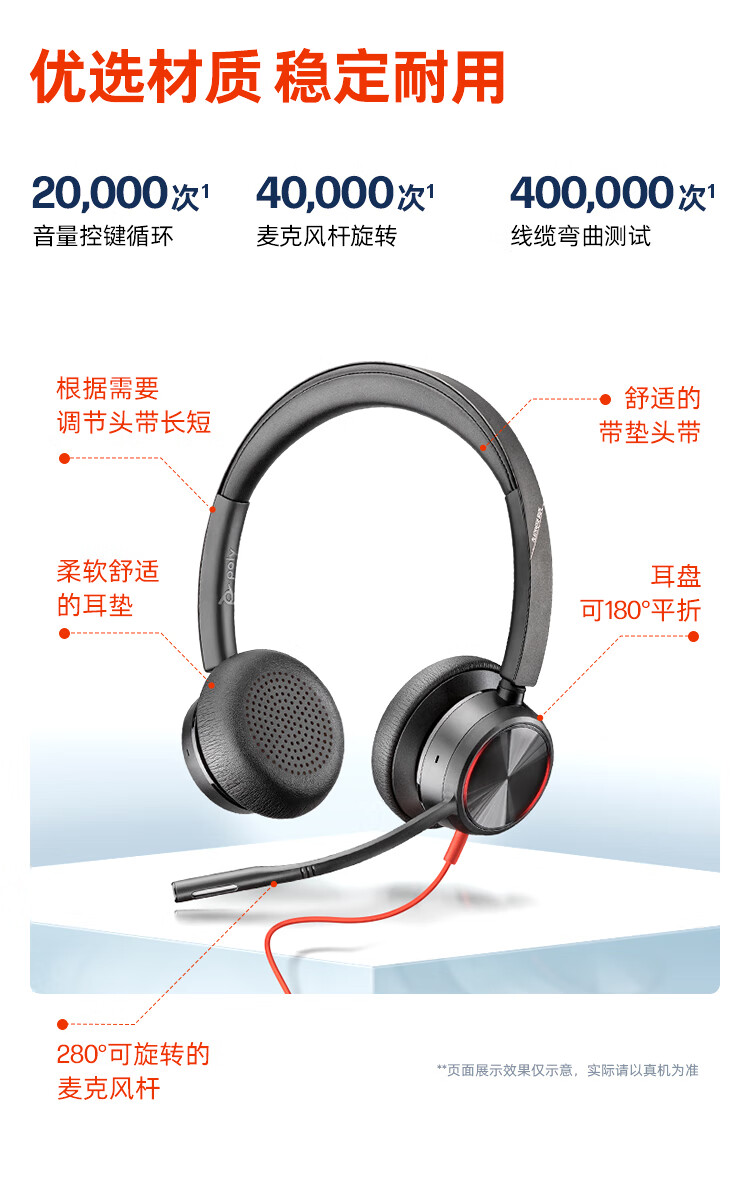 Poly Blackwire 8225高级有线 UC 耳机 Poly Blackwire 8225高级有线 UC 耳机