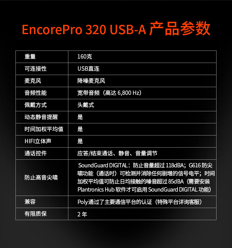 Poly EncorePro 300客服中心耳机 Poly EncorePro 300客服中心耳机